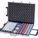 eSecure : Set Poker professionnelle de 1000 pièce livré avec une mallette en Aluminium, 3 jeux de cartes, boutons dealer et 5 des