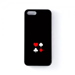 Poker Playing Cards Symbols Diamond Club Heart Spade on Black Background Coque Rigide Plastique Noire Snap-On Protection Arrière pour Apple® iPhone 5 / 5s de UltraCases + Livré avec une protection d'écran GRATUITE