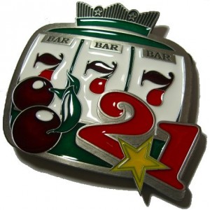 SLOT MACHINE Boucle de Ceinture + présentoir